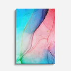 cuadro canvas abstracto fluido amanecer sorbete en tonos turquesa, rosa