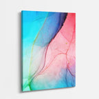 cuadro canvas abstracto fluido amanecer sorbete en tonos turquesa, rosa