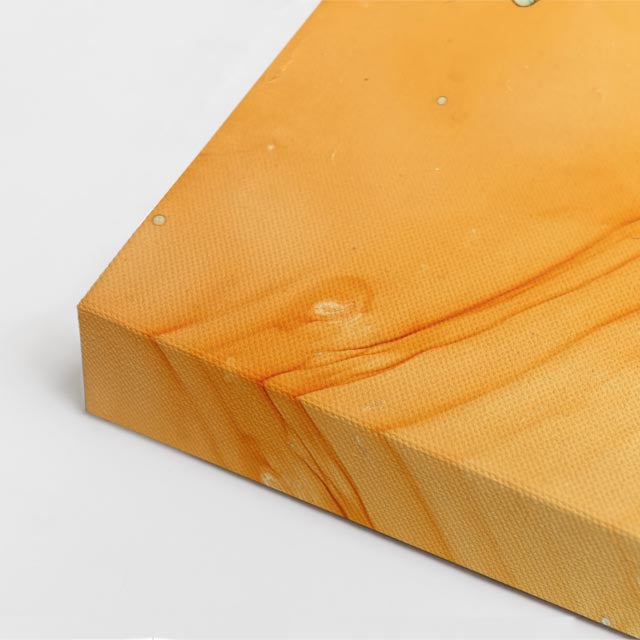 cuadro canvas abstracto fluido ambar velado en tonos amarillo, verde, dorado