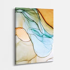 cuadro canvas abstracto fluido salvia costera en tonos turquesa, verde, beige