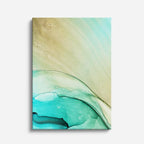 cuadro canvas abstracto fluido arena de jade en tonos beige, verde, turquesa