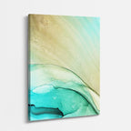cuadro canvas abstracto fluido arena de jade en tonos beige, verde, turquesa