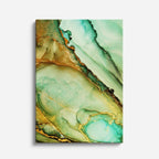 cuadro canvas abstracto fluido lima efervescente en tonos verde, amarillo, blanco