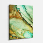 cuadro canvas abstracto fluido lima efervescente en tonos verde, amarillo, blanco