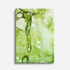 cuadro canvas abstracto fluido polen fucsia en tonos verde, amarillo, morado