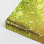 cuadro canvas abstracto fluido jardin tropical en tonos verde, fucsia, amarillo