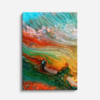 cuadro canvas abstracto fluido nube malva en tonos rosa, durazno, blanco