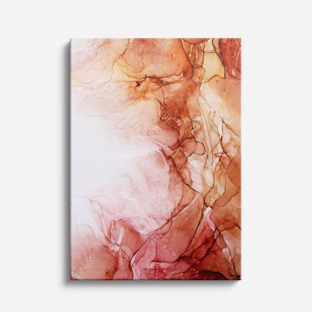 cuadro canvas abstracto fluido cuarzo carmin en tonos rosa, rojo, blanco
