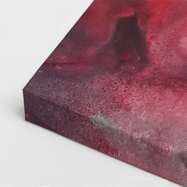 cuadro canvas abstracto fluido veta escarlata en tonos rojo, rosa, dorado