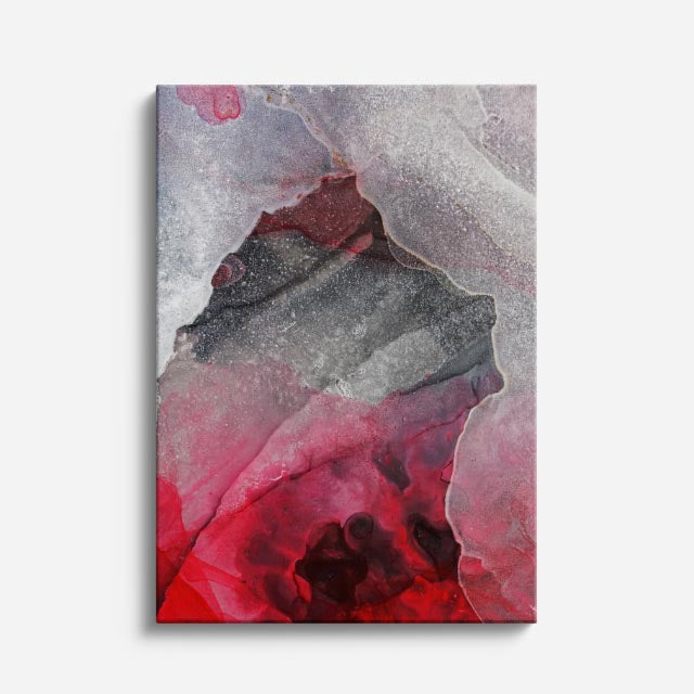 cuadro canvas abstracto fluido orquidea mineral en tonos morado, rosa, dorado