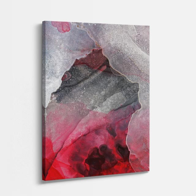 cuadro canvas abstracto fluido orquidea mineral en tonos morado, rosa, dorado