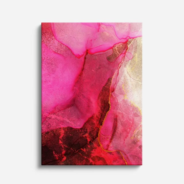 cuadro canvas abstracto fluido magma celular en tonos morado, naranja, amarillo