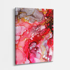 cuadro canvas abstracto fluido amatista de fuego en tonos morado, dorado, rosa