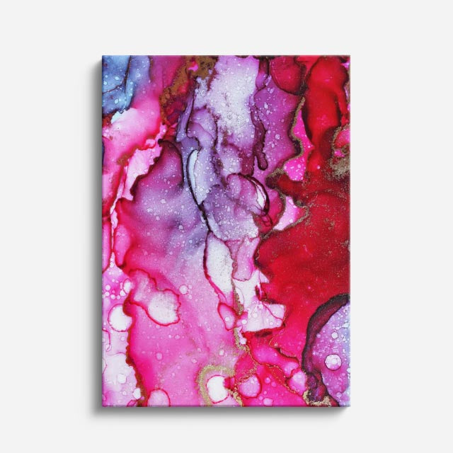 cuadro canvas abstracto fluido jardin electrico en tonos naranja, amarillo, blanco