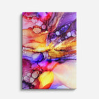 cuadro canvas abstracto fluido iris incandescente en tonos morado, turquesa, rosa