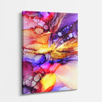 cuadro canvas abstracto fluido iris incandescente en tonos morado, turquesa, rosa
