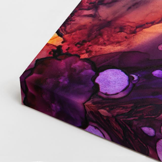 cuadro canvas abstracto fluido constelacion violeta en tonos morado, blanco, azul