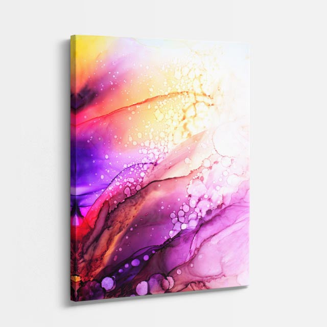 cuadro canvas abstracto fluido constelacion violeta en tonos morado, blanco, azul