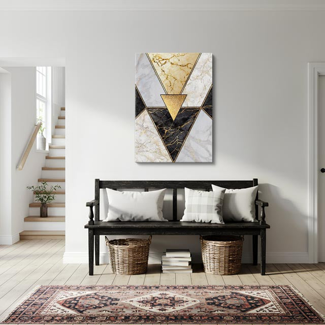 cuadro canvas abstracto geométrico nexo dorado estilo contemporáneo