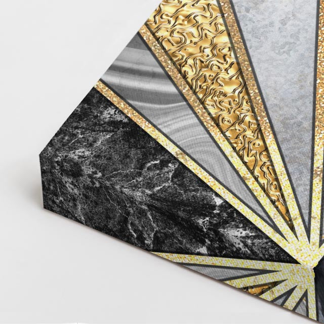 cuadro canvas abstracto geométrico hexágono áureo estilo contemporáneo