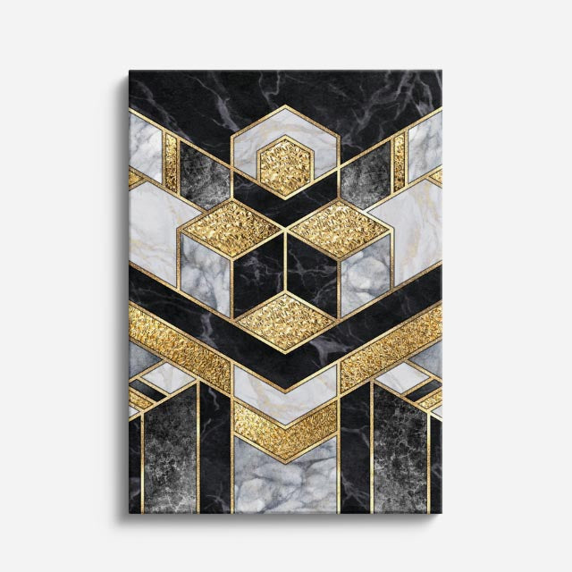 cuadro canvas abstracto geométrico eje metálico estilo contemporáneo
