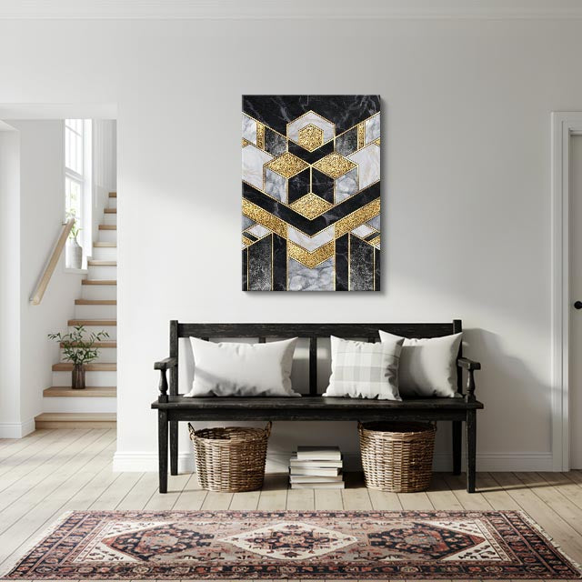 cuadro canvas abstracto geométrico eje metálico estilo contemporáneo