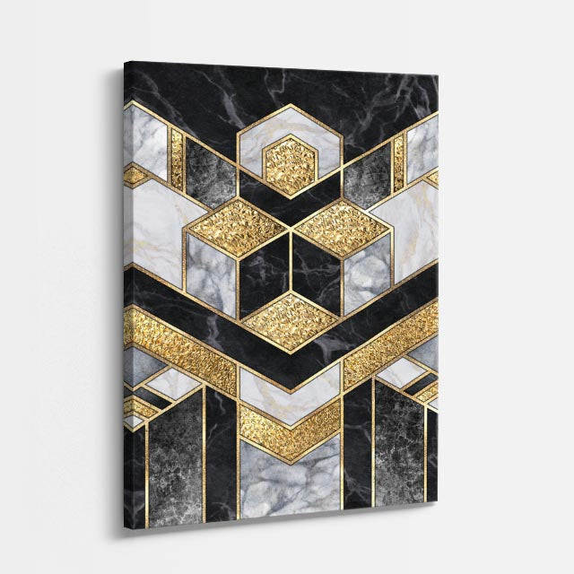 cuadro canvas abstracto geométrico eje metálico estilo contemporáneo