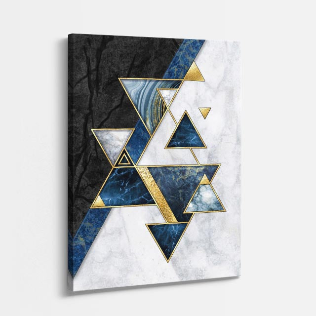 cuadro canvas abstracto geométrico triada azul estilo contemporáneo