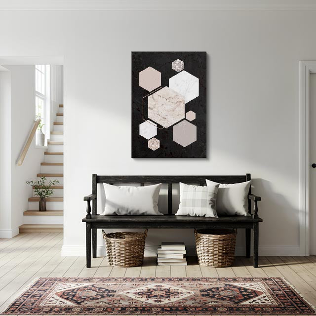 cuadro canvas abstracto geométrico hexa mineral estilo contemporáneo