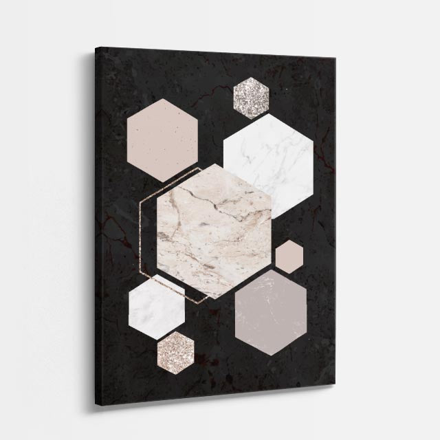 cuadro canvas abstracto geométrico hexa mineral estilo contemporáneo