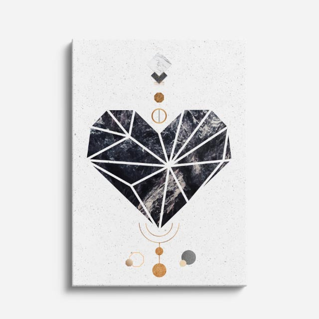 cuadro canvas abstracto geométrico corazón facetado estilo contemporáneo
