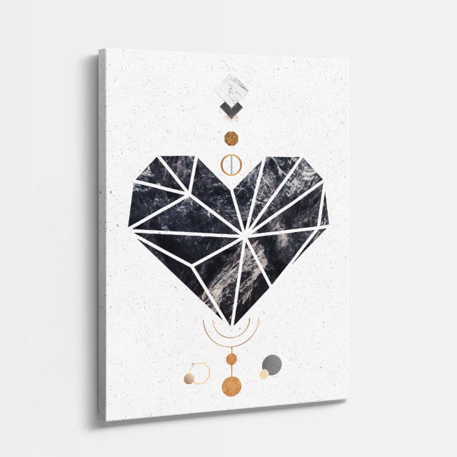 cuadro canvas abstracto geométrico corazón facetado estilo contemporáneo
