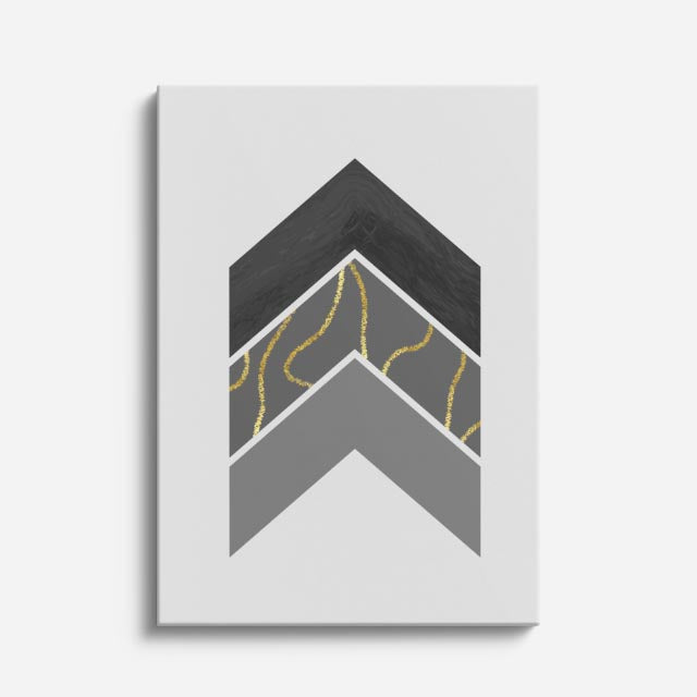 cuadro canvas abstracto geométrico chevron grafito estilo contemporáneo