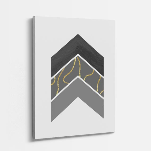 cuadro canvas abstracto geométrico chevron grafito estilo contemporáneo