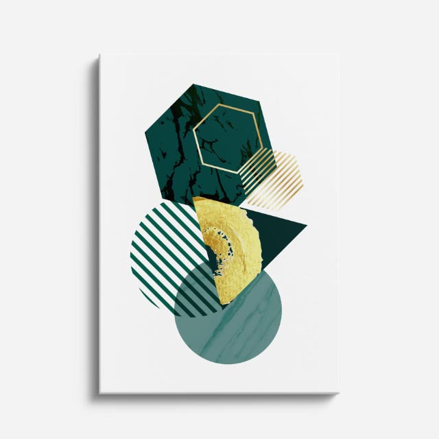cuadro canvas abstracto geométrico poliedro jade estilo contemporáneo