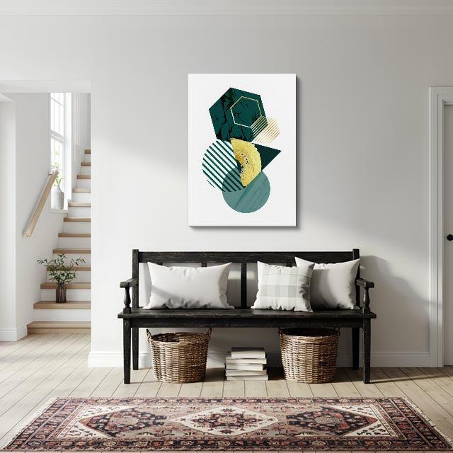 cuadro canvas abstracto geométrico poliedro jade estilo contemporáneo
