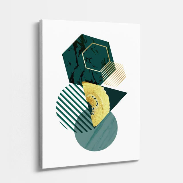 cuadro canvas abstracto geométrico poliedro jade estilo contemporáneo