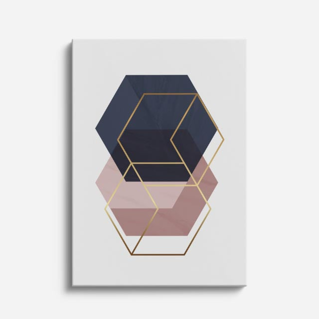 cuadro canvas abstracto geométrico hexa suave estilo contemporáneo