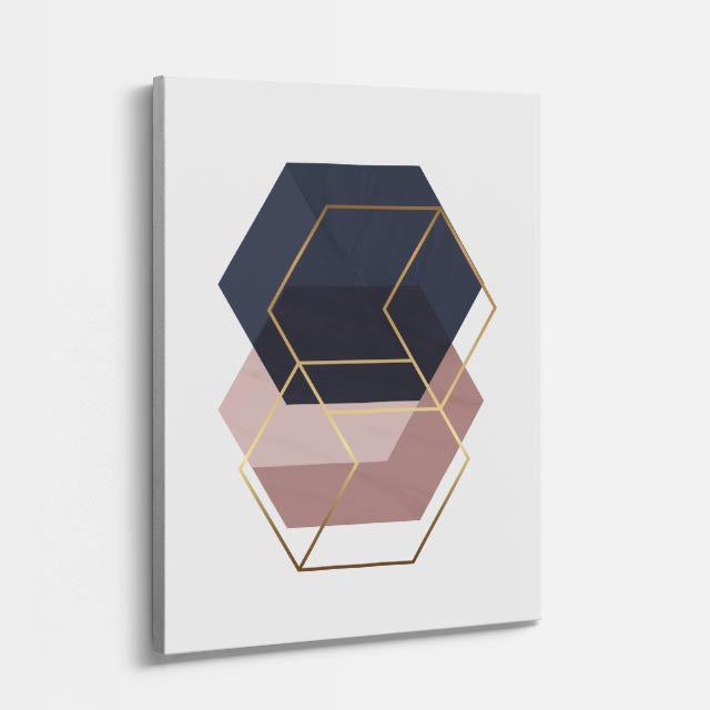 cuadro canvas abstracto geométrico hexa suave estilo contemporáneo