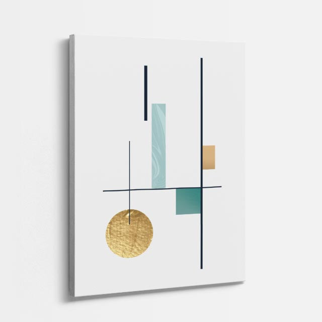 cuadro canvas abstracto geométrico balance dorado estilo contemporáneo