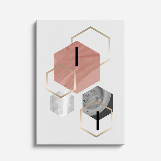 cuadro canvas abstracto geométrico bloque rosa estilo contemporáneo