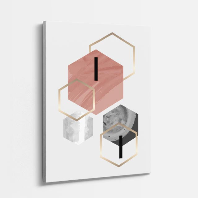 cuadro canvas abstracto geométrico bloque rosa estilo contemporáneo