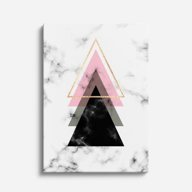 cuadro canvas abstracto geométrico triángulo rosado estilo contemporáneo