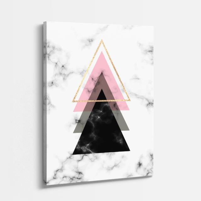 cuadro canvas abstracto geométrico triángulo rosado estilo contemporáneo
