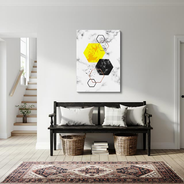 cuadro canvas abstracto geométrico celdas de miel estilo contemporáneo