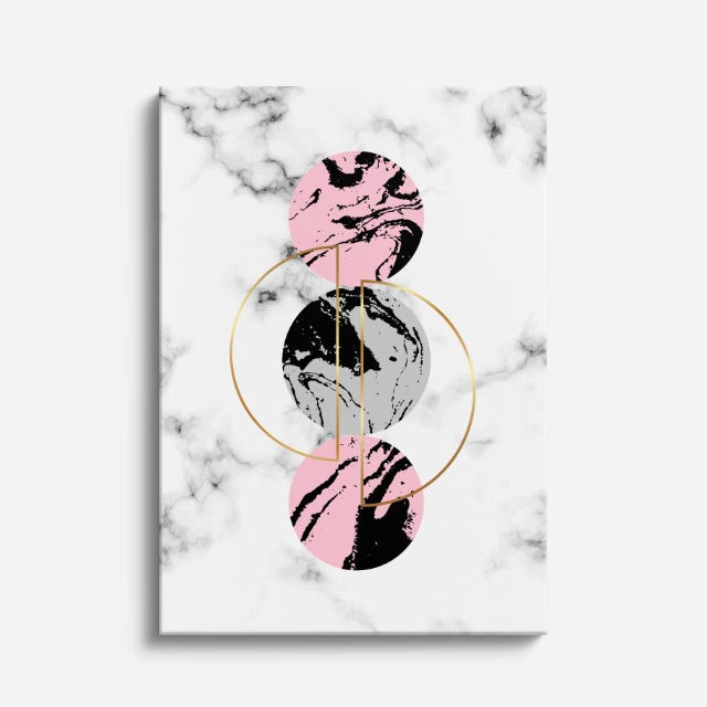cuadro canvas abstracto geométrico órbita rosa estilo contemporáneo
