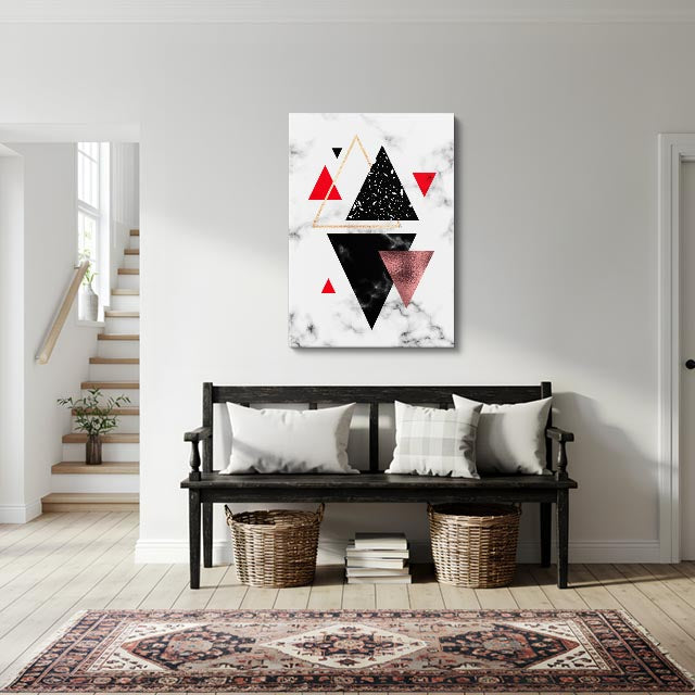 cuadro canvas abstracto geométrico impacto rubí estilo contemporáneo
