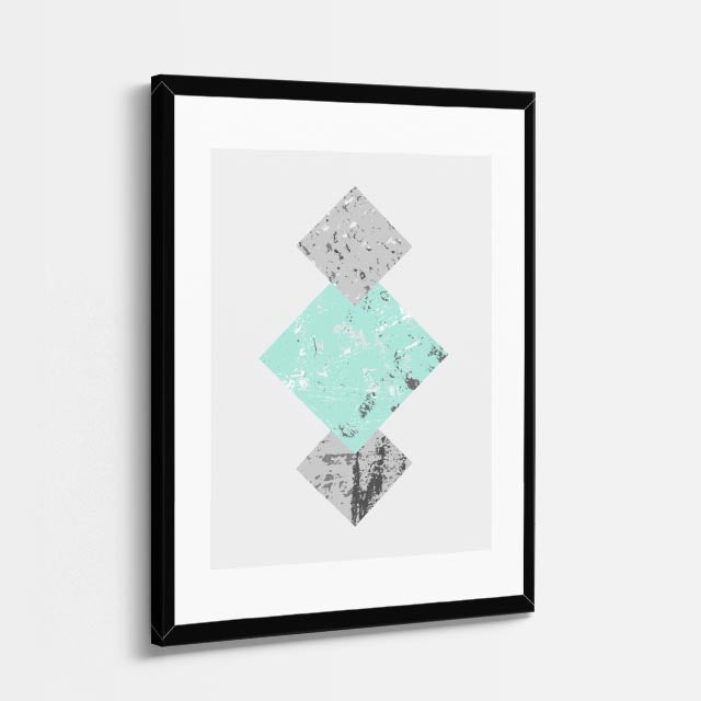 cuadro canvas abstracto geométrico rombo menta estilo contemporáneo