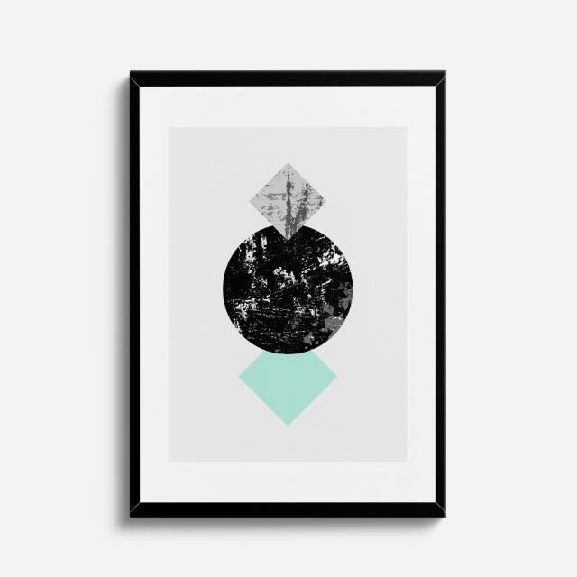 cuadro canvas abstracto geométrico luna menta estilo contemporáneo