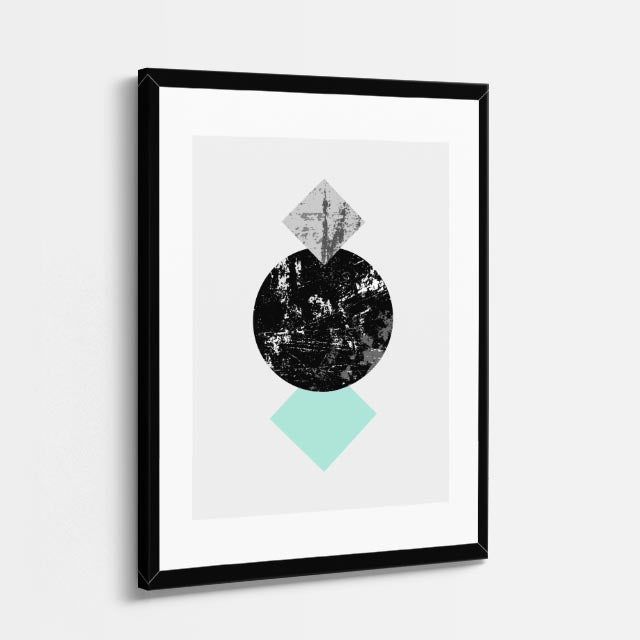 cuadro canvas abstracto geométrico luna menta estilo contemporáneo